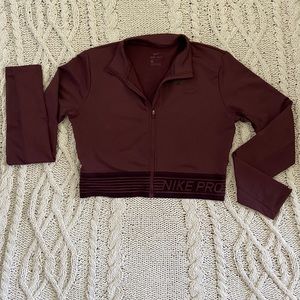 nike pro cropped zip up